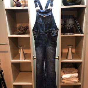 BONGO Denim Strapped Overalls flare bottom.